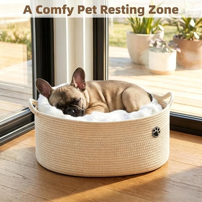 Optish 40L Extra Larg Dog Toy Basket, Woven Storage Baskets with Handles | 20" x 14" x 9" XL Toy Storage Box and Bin with Handles for Living Room, Bedroom Organization, Foldable, Durable, Home Decor - Image 6