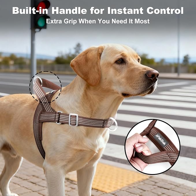 No Pull Dog Harness with Handle, Adjustable Soft Mesh Padded Vest | Reflective Walking Harness with Front Clip for Small Medium Large Dogs, Quick Fit No Escape for Training, Chocolate, M - Image 3