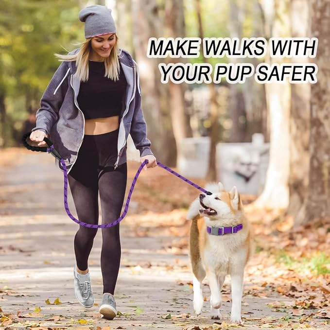 BARKBAY Dog Leashes for Large Dogs Heavy Duty Dog Leash 2 Pack 5 FT with Comfortable Padded Handle Highly Reflective Threads for Medium Large Dogs Walking Training Running (5FT-1/2,Purple+Black) - Image 3