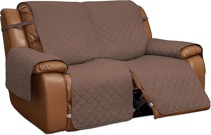 Easy-Going Loveseat Recliner Cover, Reversible Couch Cover for Double Recliner, Split Sofa Cover for Each Seat, Furniture Protector with Elastic Straps for Kids, Dogs, Pets(2 Seater, Brown/Beige) | Sofa Slipcover For Dogs, Sofa Cover For Loveseat Recli... by Easy-Going