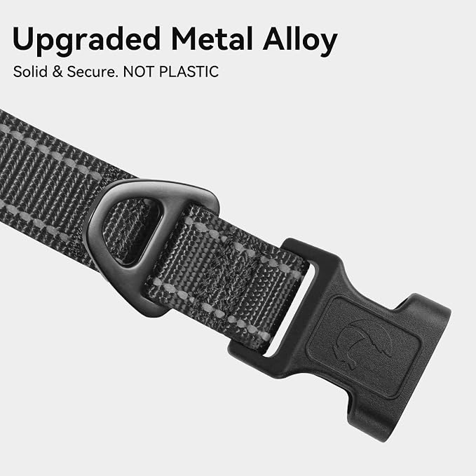Joytale Reflective Dog Collar, Adjustable Neoprene Padded, Black S | Breathable Nylon for Small Dogs, No Chafing on Daily Walks and Training, Gentle on Neck, Secure Metal D-Ring, Night Safety - Image 3