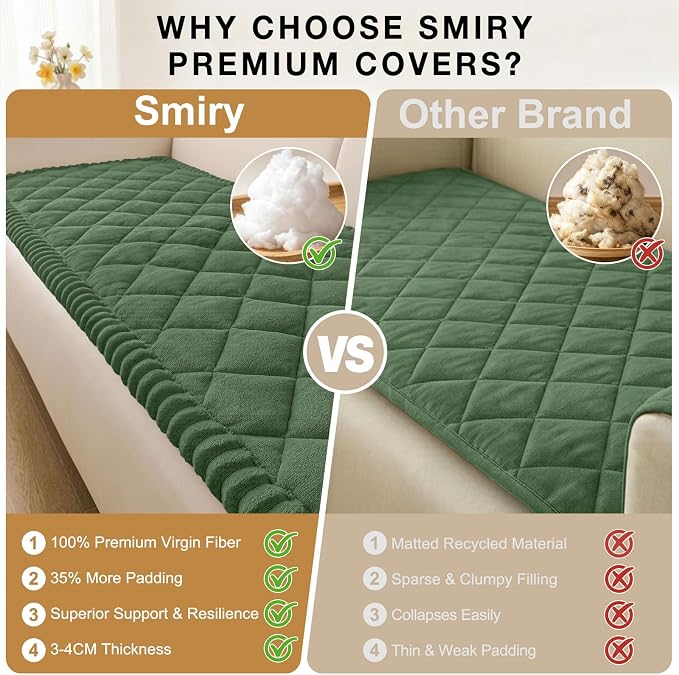 Smiry Non Slip Couch Cover for Dogs, Fuzzy Plush Pet Sofa Protector | Washable Furniture Cover for Large Dogs & Cats, Scratch & Dirt Resistant, For Sectional Sofa, Green, 43"x63" - Image 4