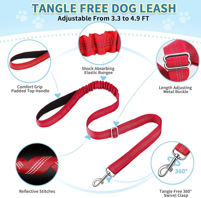 SlowTon No Pull Small Dog Harness and Leash Set with Front Clip | Soft Padded, Neck & Chest Adjustable, Lightweight, Anti-Twist, Puppy Vest Harness Pet Lead Combo for Small Medium Dog, R XXS - Image 8