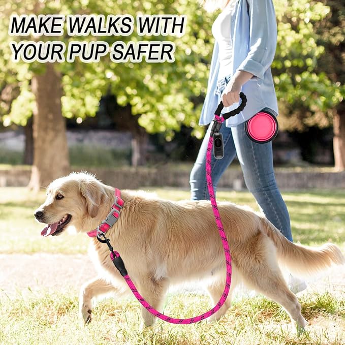 BARKBAY Dog Leashes for Large Dogs Heavy Duty Dog Leash 4/5/6 FT with Comfortable Padded Handle and Highly Reflective Threads for Medium Large Dogs Walking Training Running (4FT-1/2'',Fushcia) - Image 3
