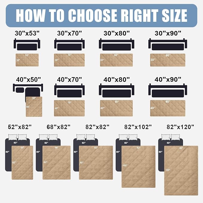 Smiry Waterproof Reversible Pet Couch Covers for Dogs | Pet Friendly, Soft Fabric, Washable Sofa Furniture Protector for Dogs Cat Kids, Checkered (30"x90", Camel/Beige) - Image 6