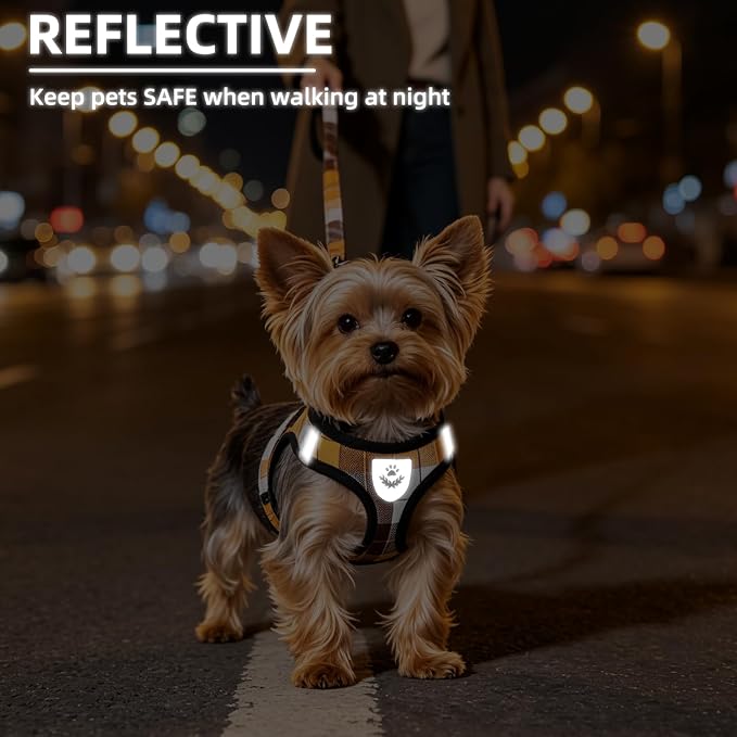 PUPTECK Dog Harness, Collar and Leash Set No Pull for Small Medium Sized | Plaid Puppy Step-in Escape Proof Reflective No Choke Pet Cat Adjustable Walking Vest - Image 7