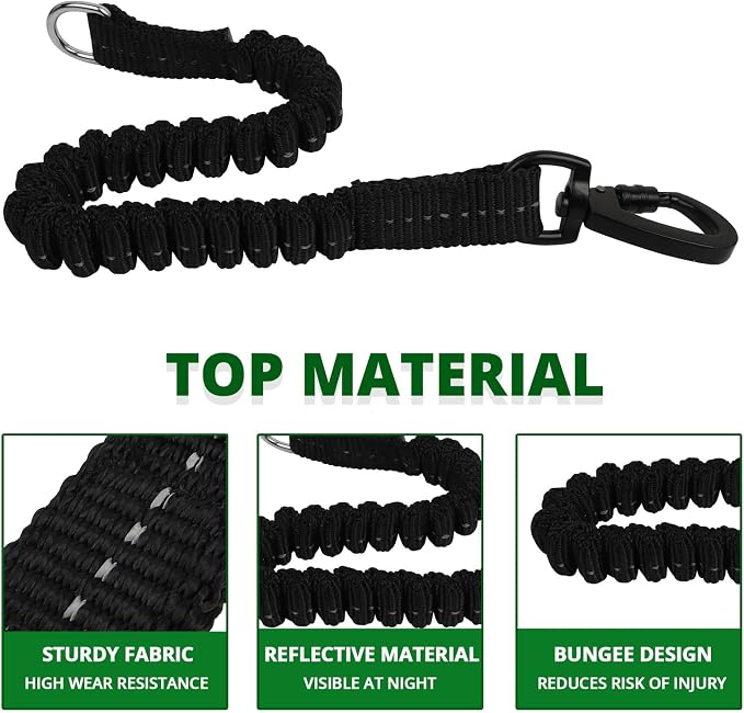Long Dog Leash 15 FT: Heavy Duty Rope Leashes for Dogs Training with Swivel Lockable Hook Reflective Threads Bungee and Padded Handle - Dog Lead for Large Small Medium Dogs Outside Walking Hiking - Image 2