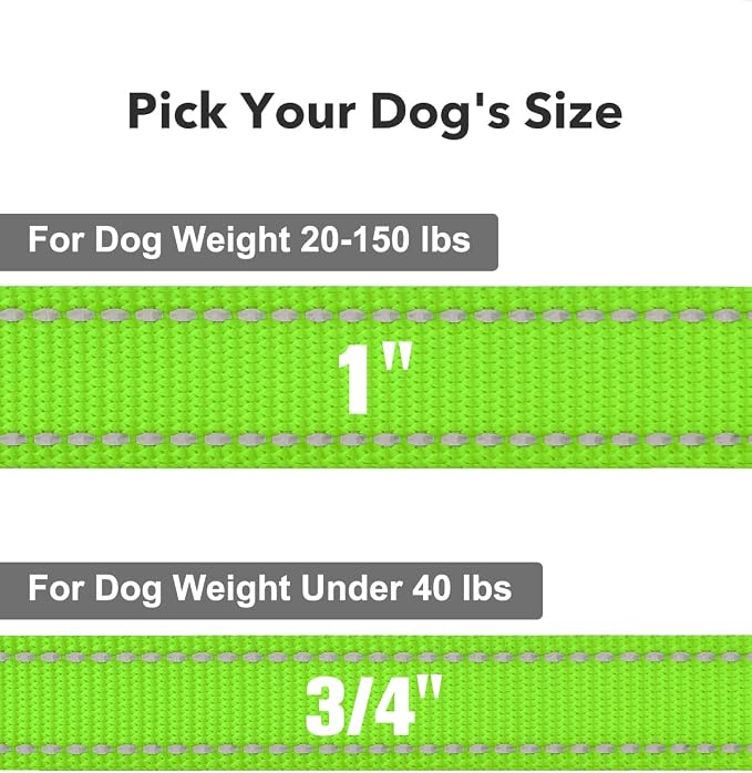 Taglory Reflective Dog Leash for Medium Large Dogs, 1in x 5ft, Neon Green | Ideal for Night Walking, Strong for Sudden Pulls, Lightweight & Gentle on the Neck, Soft Padded Handle - Image 4