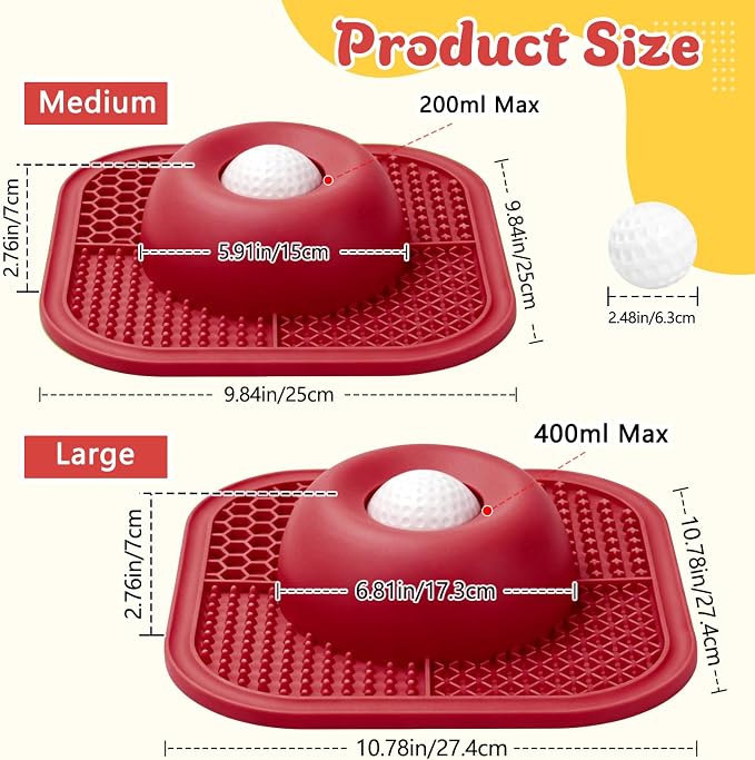 Slow Feeder Dog Bowls & Lick Mat for Liquid and Thick Treat, Anti-Slip Dog Lick Bowl with Interactive Rolling Ball, 5/6 Cup Pup Licking Toy for Large Medium Small Dogs and Cats-Large Red - Image 7