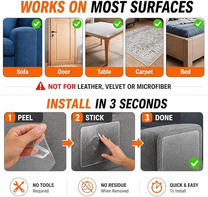 Cat Scratch Furniture Protector for Couch, Clear Cover from Cat Claws | Clear Self-Adhesive Furniture Protector Helps Stop Cat Scratching On Couches And Sofas With Easy, Clean Removal - Image 4