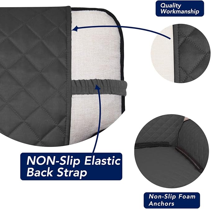 PureFit Reversible Quilted Couch Covers for Dogs Sofa Cover 4 Seater 88" | Dark Gray/Beige, Water Resistant Couch Protector, Washable Pet Couch Cover with Non Slip and Elastic Straps For Kids - Image 3