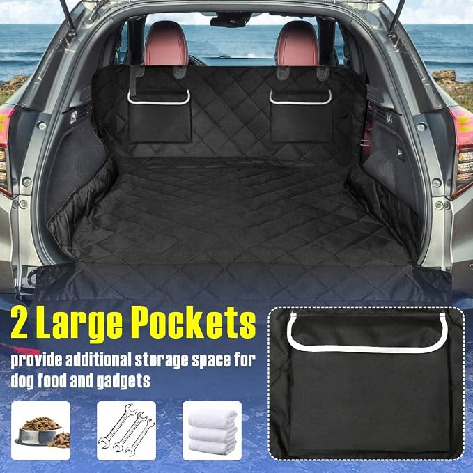 F-color SUV Cargo Liner for Dogs - Heavy Duty Cargo Cover for Mid-Size SUVs | Water Resistant Pet Cargo Cover with Non-Slip Mat, Dog Car Seat Cover Prevents Scratches Pet Hair Mud Dirt for Midsize SUVs - Image 4