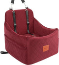 Dog Booster Car Seat for Dogs up to 35lbs, Safety Pet Car Seats with Anti-Slip Bottom, Travel Booster Dog Bed with 2 Storage Pockets (Wine Red, Medium) by INDYBUD
