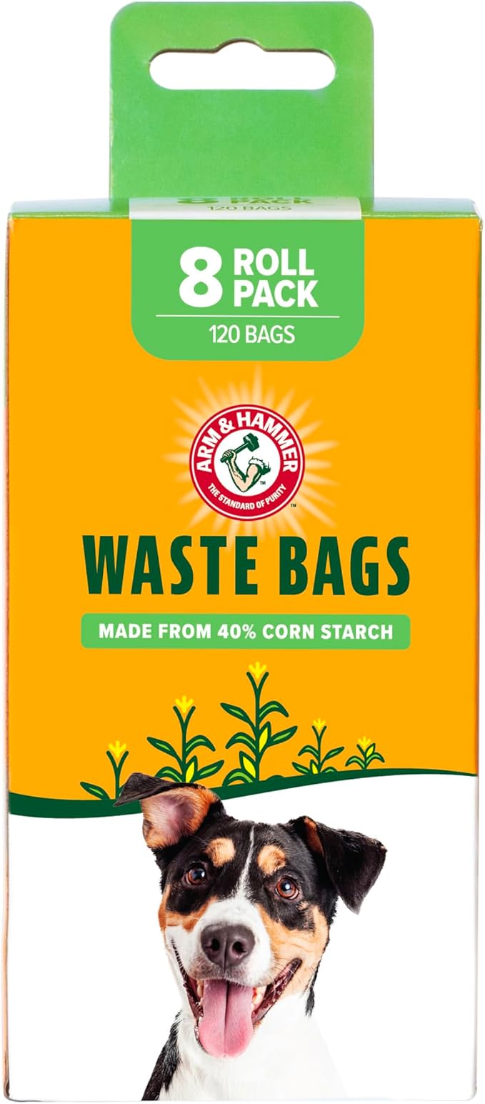 Arm and Hammer Plant Based Dog Poop Waste Bags, 120 Count, Green | With Activated Baking Soda, 9 x 14 In - Image 3