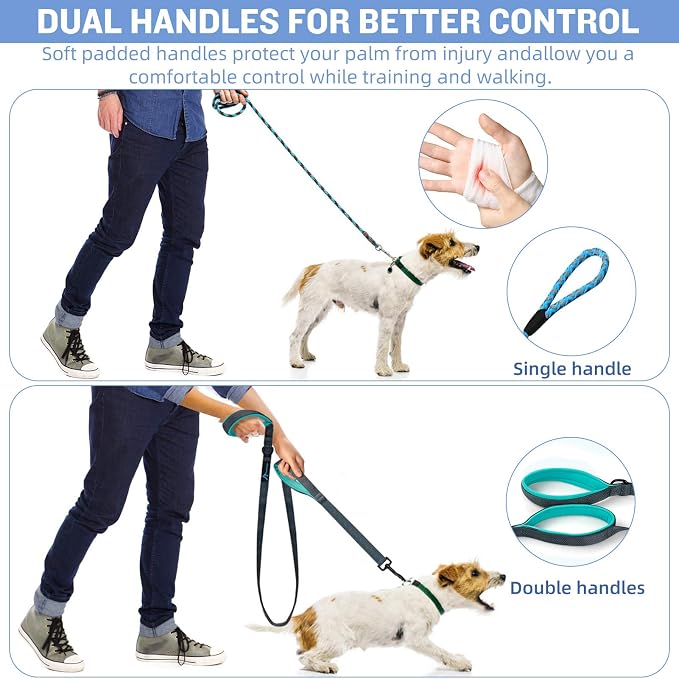 Dog Leash for Large Medium Dogs 6Ft x 1" Reflective Stitching Large Leash with 2 Traffic Padded Handles Dog Lead Rope for Running Walking Training (Light Pink 1 Pack) - Image 4