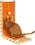 Felt Cat Scratcher for Indoor Cats,26.8 Inch,Orange | L Shaped Scratching Post, Scratch Board Scratchers for Large Cat Scratch Pad Furniture Protector with Bell Ball Kitten Toys by NxwjoyPet