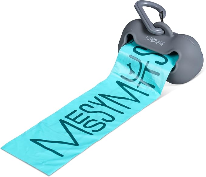 Messy Mutts Silicone Dog Poop Bag Holder with Carabiner, Grey | Silicone Dog Poop Bag Dispenser With Carabiner Clip And 15 Bag Starter Roll, Fits Standard Rolls - Image 6