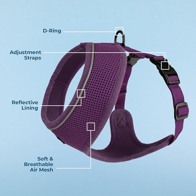 Best Pet Supplies Voyager Aerolite Over the Head Dog Harness, No Pull Breathable Air Mesh Vest, Quick Dry with Reflective Stitching, Adjustable Escape Resistant Harness - Purple, X-Large - Image 3