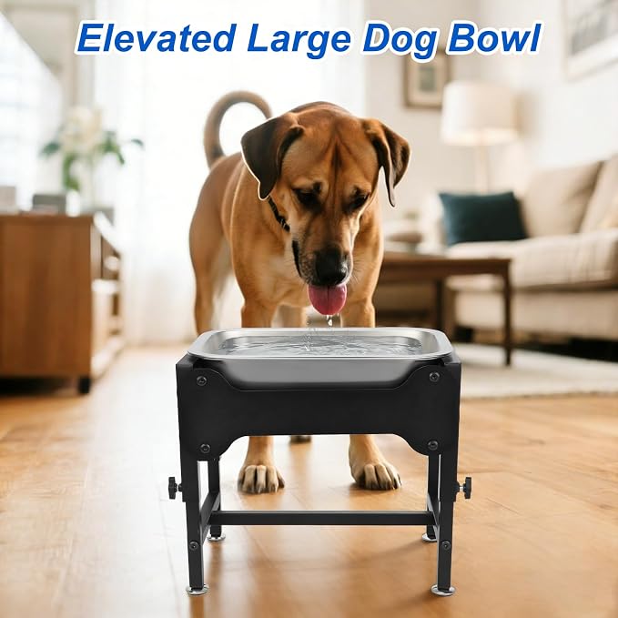 YUEPET Elevated Water Bowl for Dogs, Outdoor Raised Dog Water Bowl 1.25 Gal | 4 Heights Adjustable, Stainless Steel Dog Water Bowls, Raised Dog Water Bowl with Stand, 1.25 Gallon ,Food and Water Use - Image 6