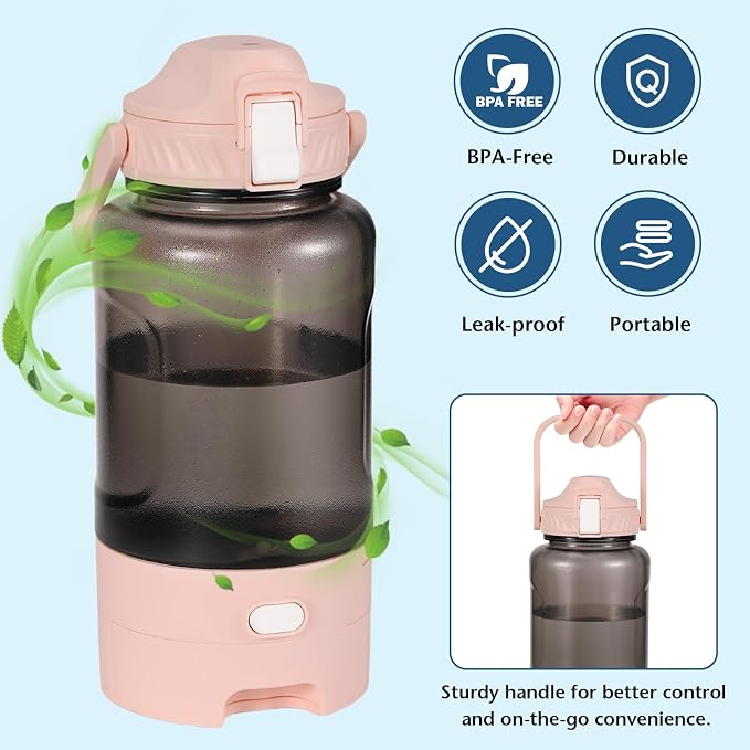 50oz Dog Water Bottle with Handle - Portable Pet & Human Water Dispenser for Hiking, Camping, Travel - Leakproof, BPA-Free, Outdoor Puppy Essential for Walking, Park, Beach (Pink) - Image 4