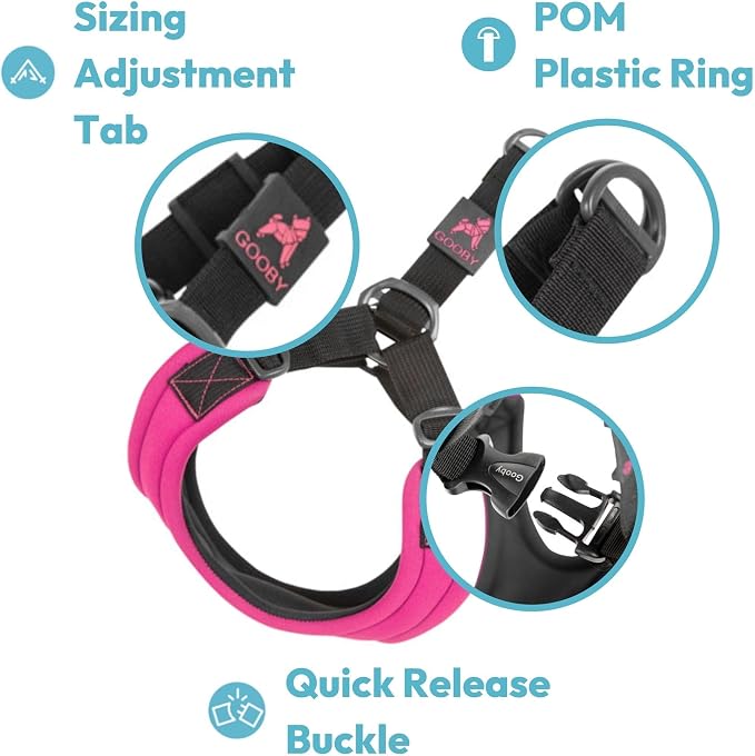 Gooby Escape Free Sport Dog Harness, Choke-Free, Black, Small | Patented escape-free frame; Reduces choking; 4-point adjustment; Soft neoprene padding; Durable webbed straps - Image 7