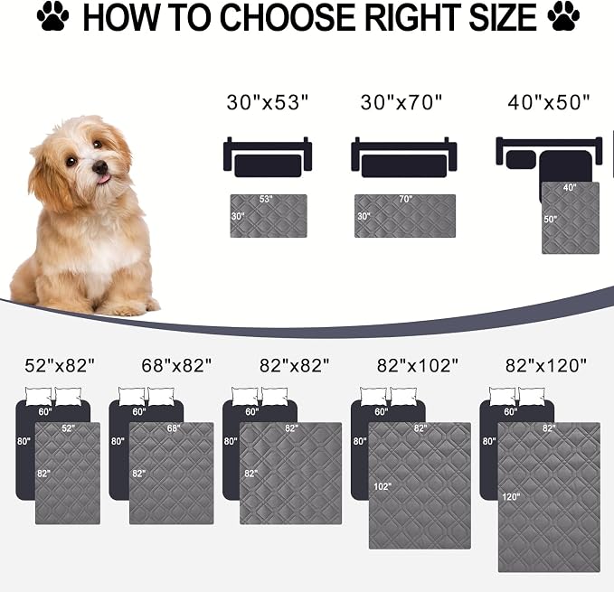 Smiry Reversible Waterproof Pet Couch Covers for Sofa | Washable Dog Couch Sofa Covers, Water Resistant Furniture Protector Slipcover, Geometric (82"x102", Grey/Light Grey) - Image 6