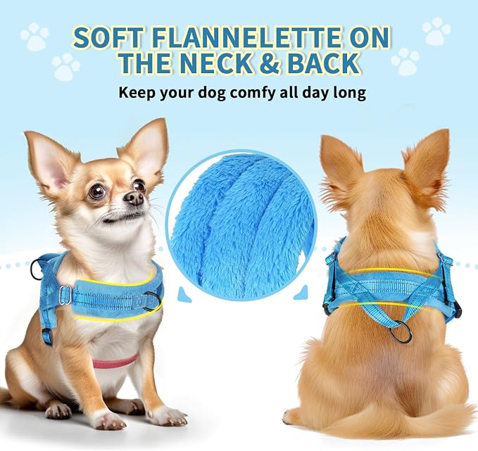 Lukovee Small Dog Harness and Leash Set, No Pull Soft Padded Vest | Both Neck & Chest Adjustable, Reflective, Puppy Harness with 4ft Lightweight Anti-Twist Dog Leash for Small Dogs (LBL, XS) - Image 5