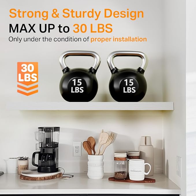 BAYKA White Floating Shelves 35.4in, Set of 3, Wall Mounted for Wall Decor | Easy Install, 22lbs Max Load, Hidden Bracket, Hanging Shelf for Living Room Bathroom Bedroom Kitchen Display Storage Decor - Image 5