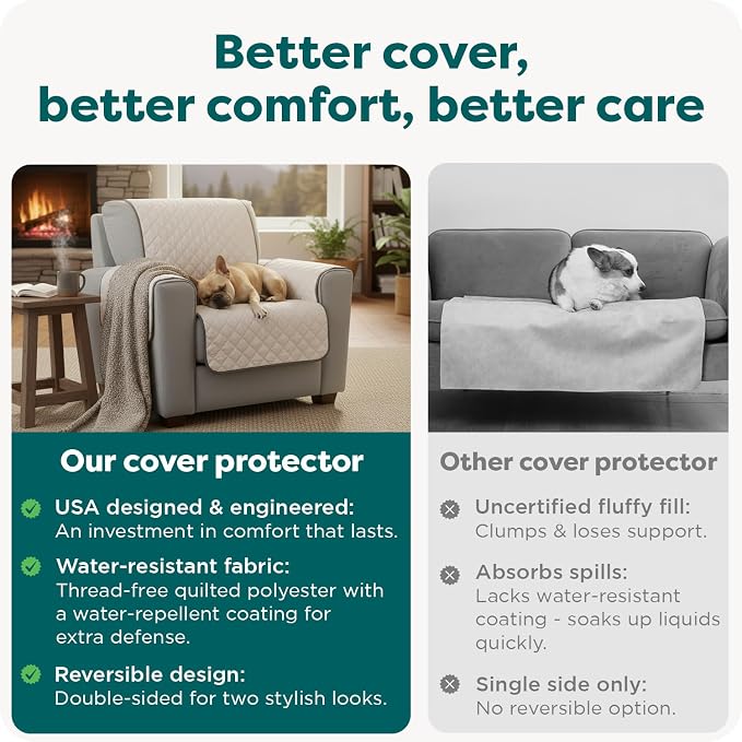 FurHaven Water-Resistant Sofa Cover for Dogs & Cats, Reversible Couch Protector with Secure Straps and Pinsonic Quilted Fabric, Machine Washable Couch Cover, Sofa Sized, Gray Mist - Image 7
