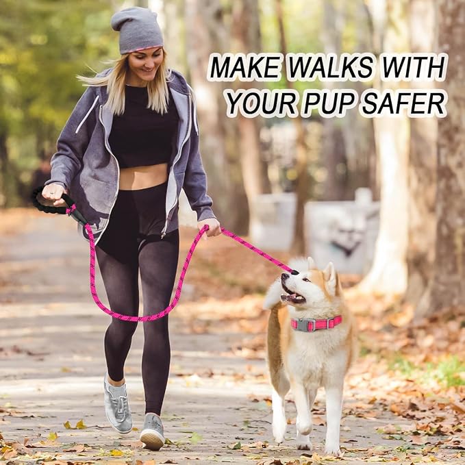 BARKBAY Dog Leashes for Large Dogs Heavy Duty Dog Leash 2 Pack 5 FT with Comfortable Padded Handle Highly Reflective Threads for Medium Large Dogs Walking Training Running (5FT-1/2,Fushcia+Black) - Image 3