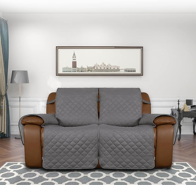 Easy-Going Reversible Couch Cover for 2 Seat Oversized Recliner | Gray/Light Gray, Sofa Slipcover For Dogs, Sofa Cover For Oversized Recliner Loveseat, Furniture Protector, Pet Friendly - Image 2