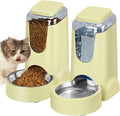 HWONMTE Portable Automatic Cat Feeder and Water Dispenser with Stainless Steel Bowl Dog Gravity Food Feeder and Waterer for Small Medium Pets Puppy Kitten 1 Gallon x 2 (Cream Yellow) by HWONMTEPETFEEDER