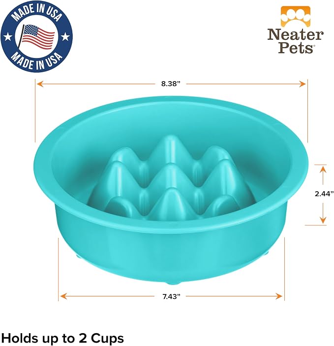 The Niner Slow Feed Bowl - Raised Peaks Slow Down Pets Eating - Fits Elevated Feeders Including Neater Feeder Large Sizes - Gentle on Teeth and Gums - Holds up to 2 Cups (Aquamarine) - Image 2