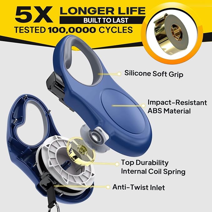 Fida Retractable Dog Leash, 10ft Heavy Duty Pet Walking Leash for X-Small Dog or Cat up to 18 lbs, Tangle Free. One-Hand Brake (X-Small,Navy Blue) - Image 4