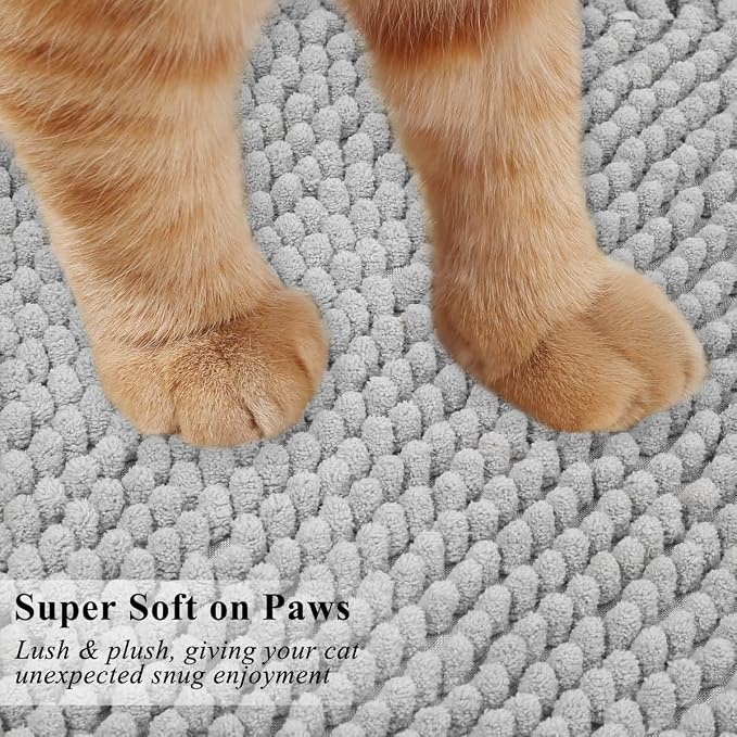 VIVAGLORY Cat Litter Mat Softgrip Litter Trapping Mat, 35"× 25", Grey | Litterbox Rug Box Catcher for Indoor & Floor, Easy Clean Washable Less-Mess Waterproof for Cat - Image 3