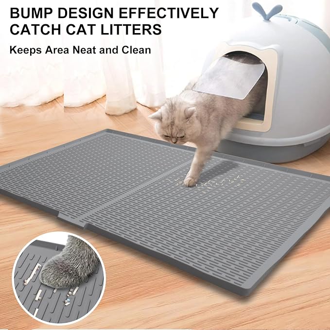 Cat Litter Box Mat, 47" x 35" Extra Large Silicone Cat Litter Mat | Waterproof & Washable Kitty Litter Catcher Matt, Soft on Paws Non-Slip Easy to Clean Reduces Litter Tracking for Indoor Cats - Image 9