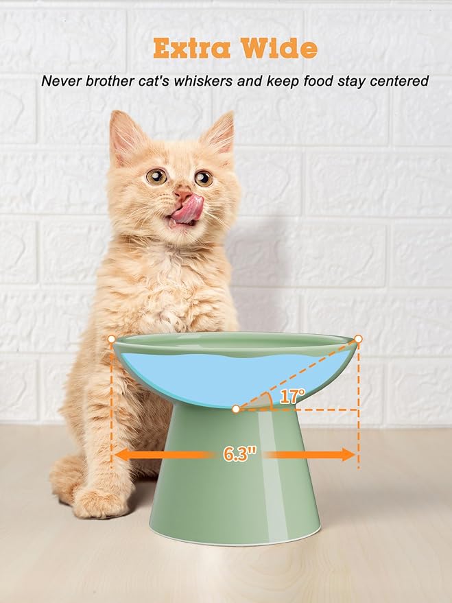 LoeJan Elevated Cat Food and Water Bowls Set, Extra Wide and Raised Ceramic Bowls, Anti-Vomit Whisker-Free Pressure Cat Feeder for Kittens to Adult Cats and Small Dogs - Image 6