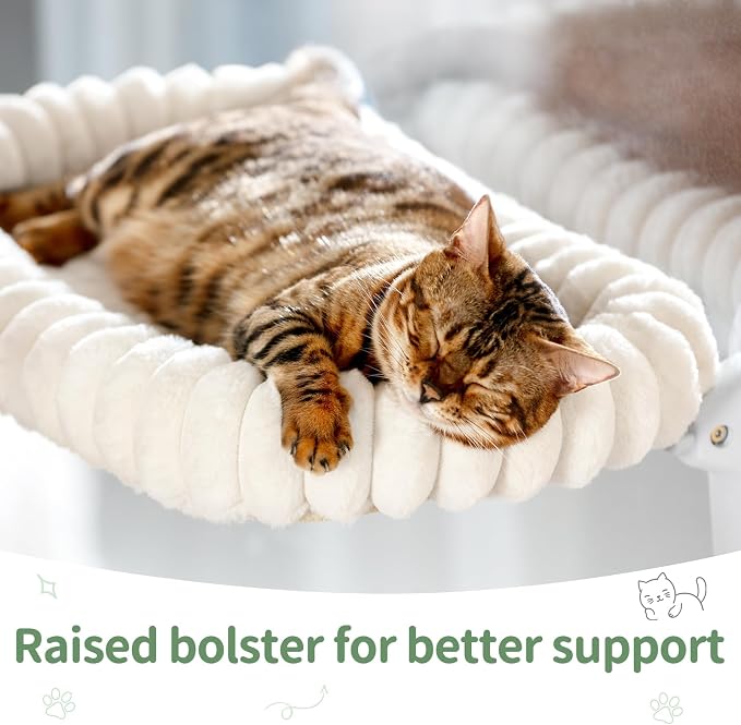 Sunhoo Cat Window Perch Bed Foldable Kitty Windowsill Hammock Shelf Seat Large Cats Suction Cup Indoor Kitten Window Sill Lounger with Soft Plush Cushion Machine Washable 21.26 * 11.8in (Green, M) - Image 2