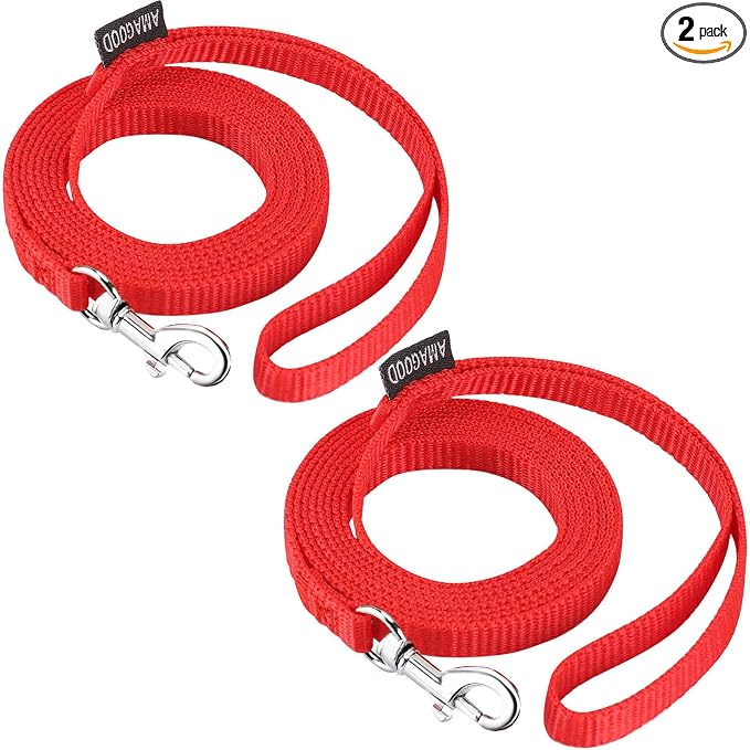AMAGOOD 6 FT Puppy/Dog Leashes, Strong Traditional Style Leash with Easy to Use Collar Hook,Dog Lead Great for Small or Cats(5/8" x 6 ft,Red(Pack of 2)) by DOGLEASH