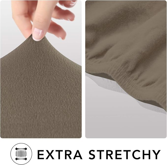 PureFit Stretch Oversized Couch Covers Fleece Sofa Slipcovers Natural | 1-Piece Sofa Cover Washable Soft Couch Protector, Couch Slipcover with Non Skid Foam and Elastic Bottom for Kids, Dogs - Image 4