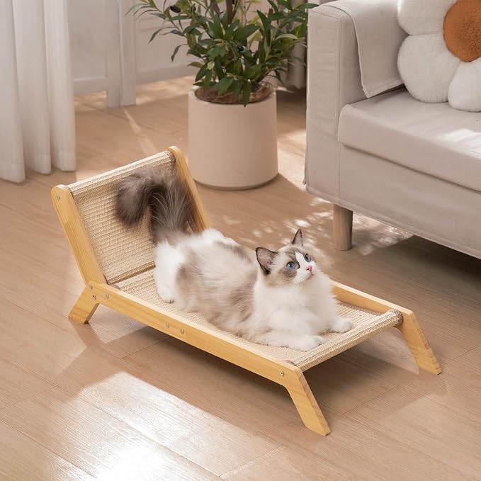 Avont Sisal Cat Scratcher Bed for Indoor Cats, Solid Wood Scratching Lounge | No-Mess Cat Chair Couch Horizontal Scratcher - Extra Large - Image 6
