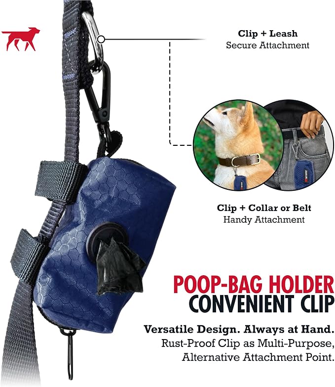 Tuff Pupper Dog Poop Bag Holder | Works with Any Dog Leash | Zippered Waste Bag Dispenser | Waterproof with Rust-Proof Clip | Convenient Lightweight Design | Includes 2 Rolls of Leak-Proof Bags - Image 8