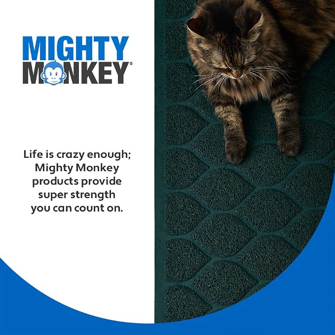 MIGHTY MONKEY Waterproof BPA Free Cat Litter Box Trapping Mat, Easy Clean Floors, Textured Backing, Soft on Sensitive Kitty Paws, Cats Accessories, Less Waste, Stays in Place, 35x23, Hunter Green - Image 9