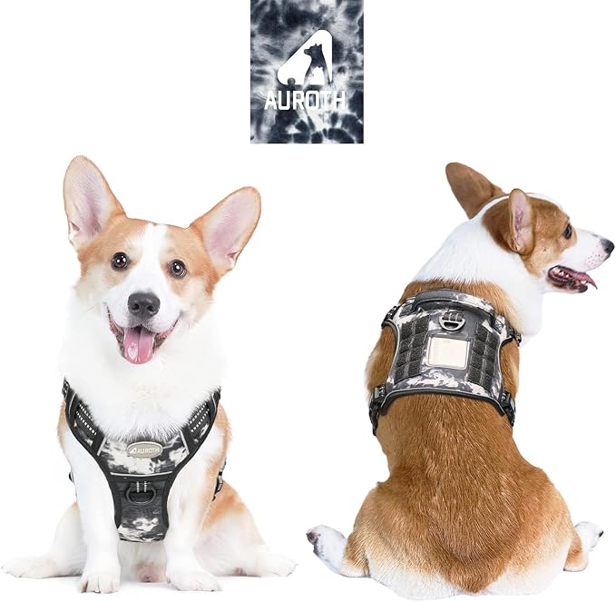 AUROTH Tactical Dog Harness for Small Medium Large Dogs - No Pull, Adjustable, Reflective, K9 Working Training, Easy Control, Military Service Dog Harness (M, Black Ink) | Heavy Duty with Handle, Breathable Padded, Reflective, Military K9, Easy Control... - Image 2