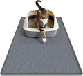 Cat Litter Mat Litter Trapping Mat, Silicone Cat Litter Box Mats for Floor, Non-Slip Litterbox Mat with Raised Edge, Easy Clean Pet Feeding Mat for Indoor Cats 34" X 22" Gray by MECHEER