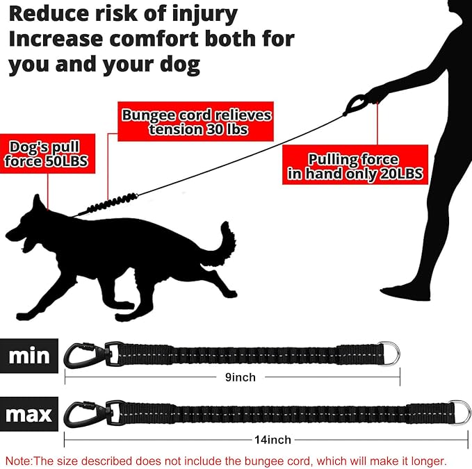 Rope Dog Leash 5 FT: Heavy Duty Leashes with Swivel Lockable Hook Reflective Threads Bungee and Padded Handle - Dog Lead for Large Small Medium Dogs Outside Walking Hiking Purple - Image 2