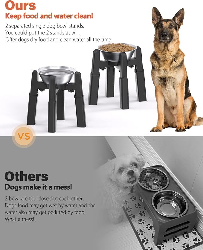 Dog Bowl Stand, 51 oz Large Capacity Stainless Steel Feeder (2 Pack) | Elevated Pet Water & Food Bowl for Medium Dogs, Stable and Anti-Slip Raised Bowl - Image 2