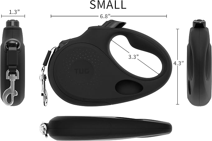 TUG Oval 360° Tangle-Free Retractable Dog Leash with Integrated Waste Bag Dispenser (Small, Black) - Image 3