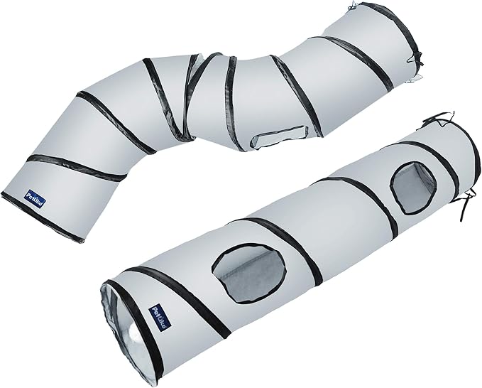 PetLike S Cat Tunnel Collapsible Pop-up Pet Tube Hideaway Play Toy with Ball (1 Way, Grey) by PetsLikePetLike