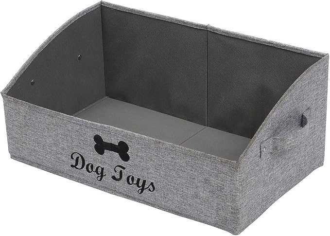 Geyecete Foldable Fabric Trapezoid Organizer Box - Collapsible Basket for Dog Toys (Gray) by Geyecete